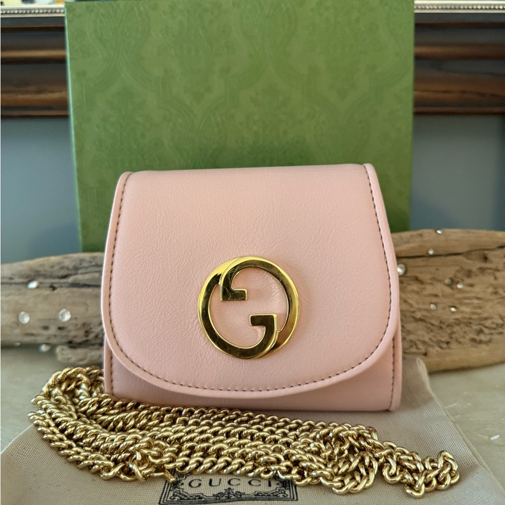 Gucci Blondie Calfskin Leather Wallet on Chain
